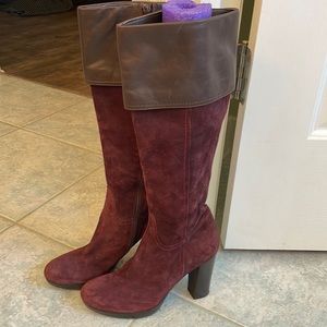 Barney’s Co-op wine color suede boots made in Italy